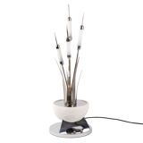 Chromium and alabaster metal reed lamp, 1980s
