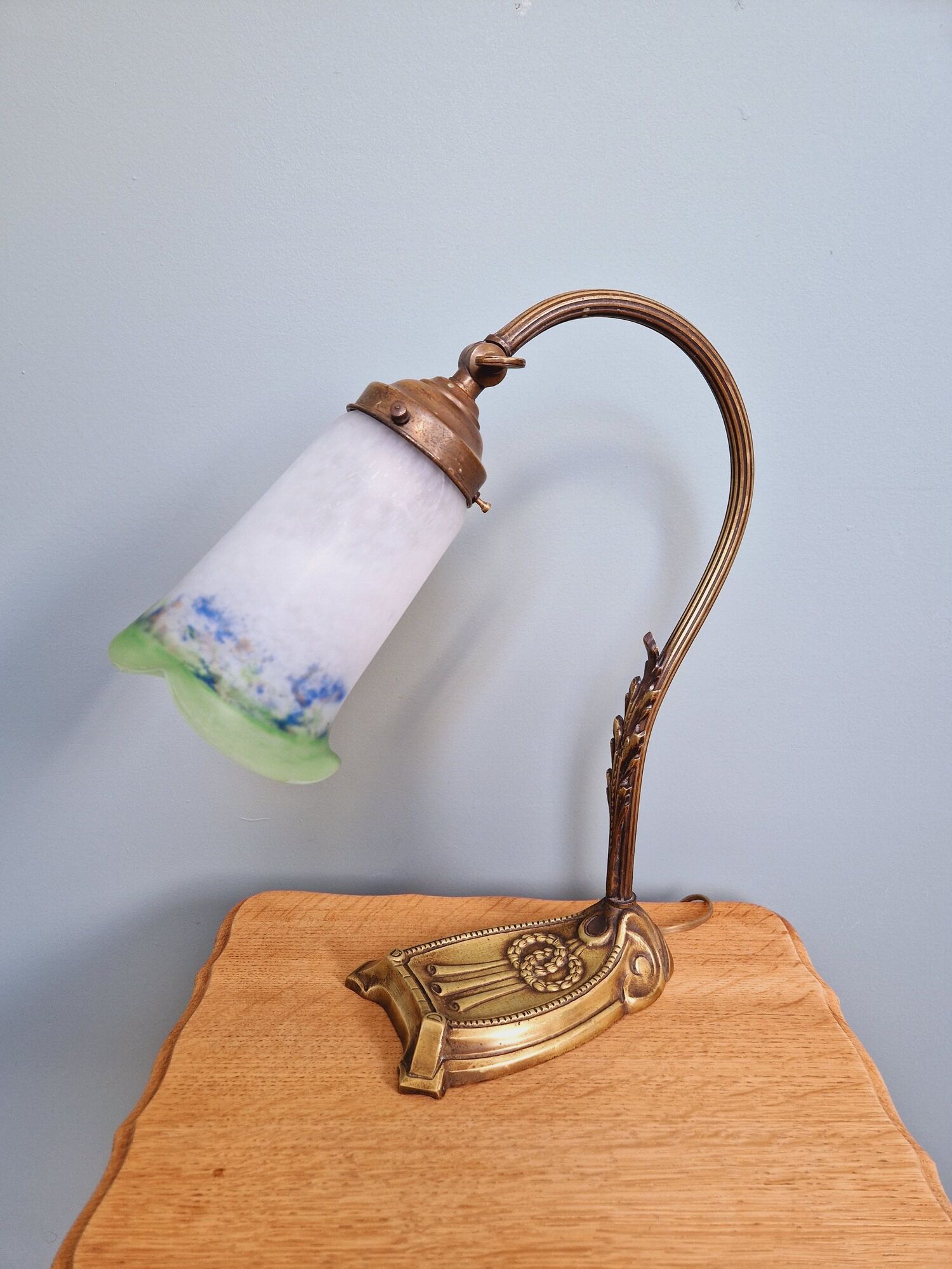 Art Nouveau table lamp in bronze, Noverdy France bobèche