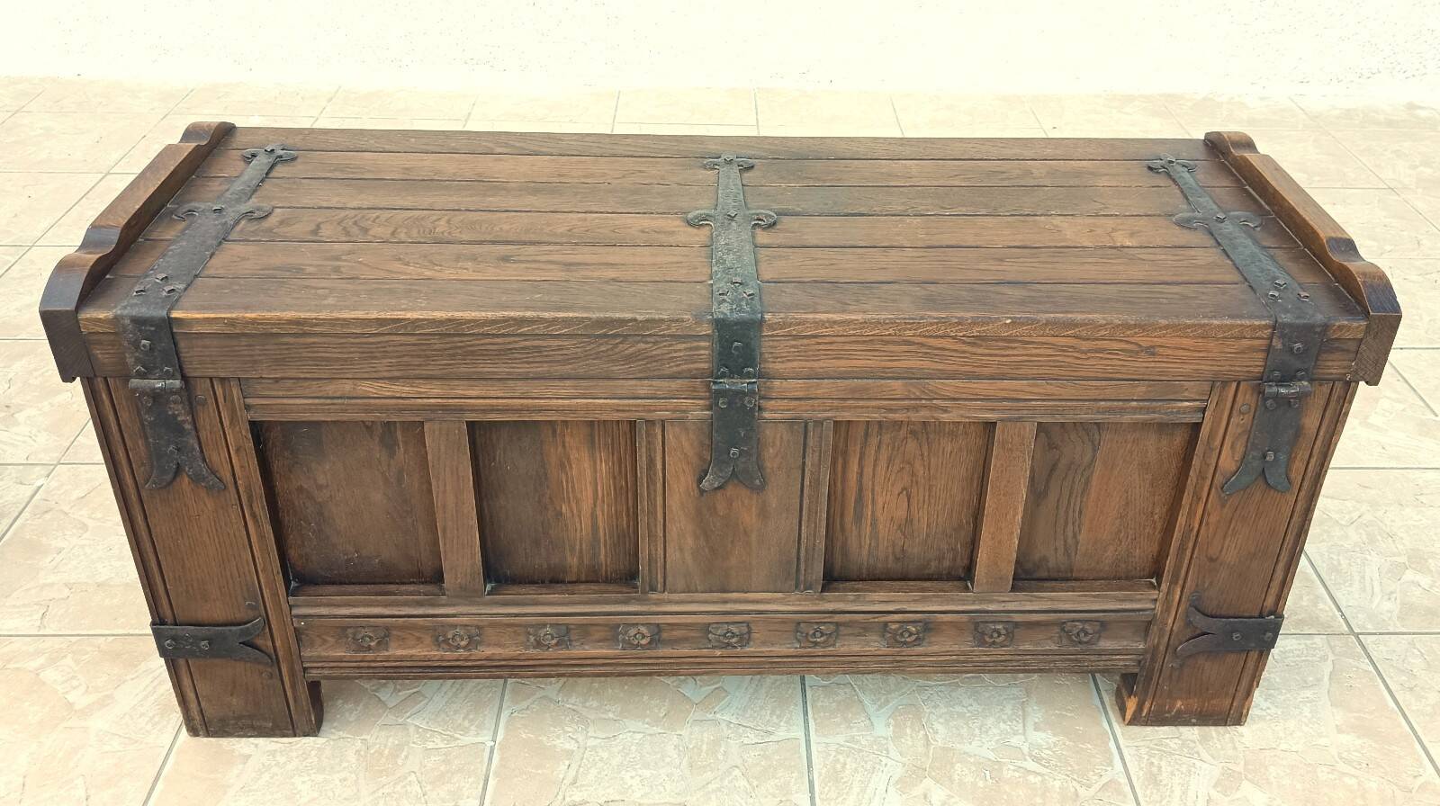 Rustic solid oak chest