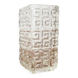 Large Finnish glass block vase from the mid-century by Tamara Aladin for Riihimäki, 1960s.