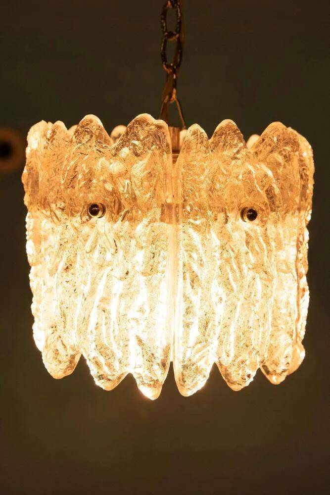 Orrefors Vintage Glass Suspension, Space Age lamp by Fagerlund