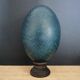 Emu egg naturally green / blue on dark wood bases