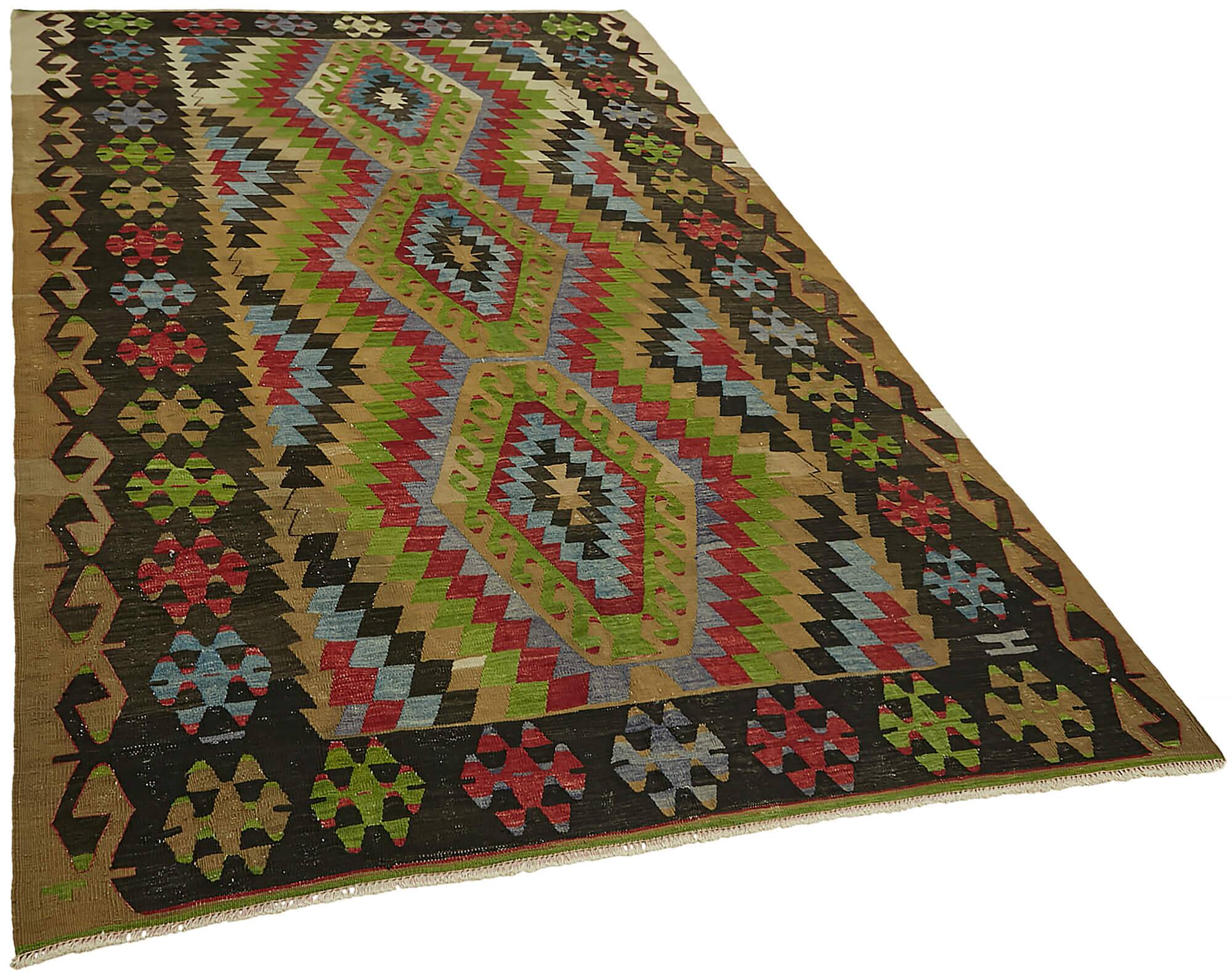 Turkish Handmade Vintage Anatolian Kilim 190 cm x 292 cm