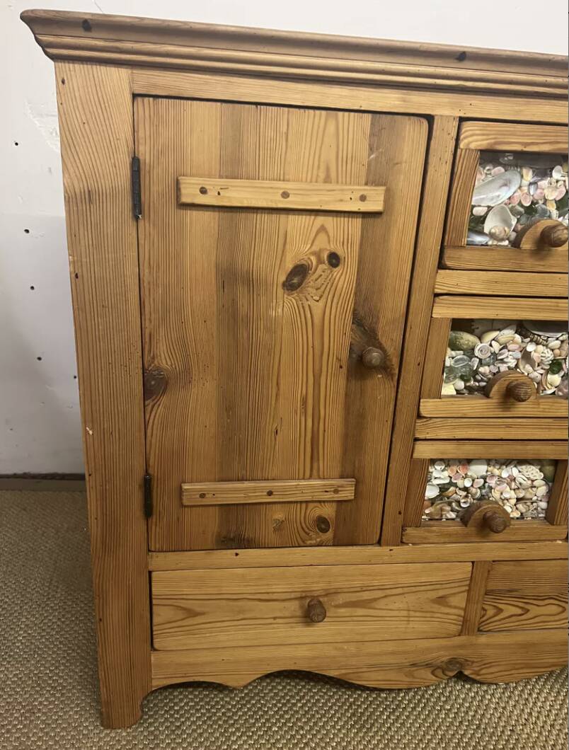 Vintage solid pitch pine chest of drawers