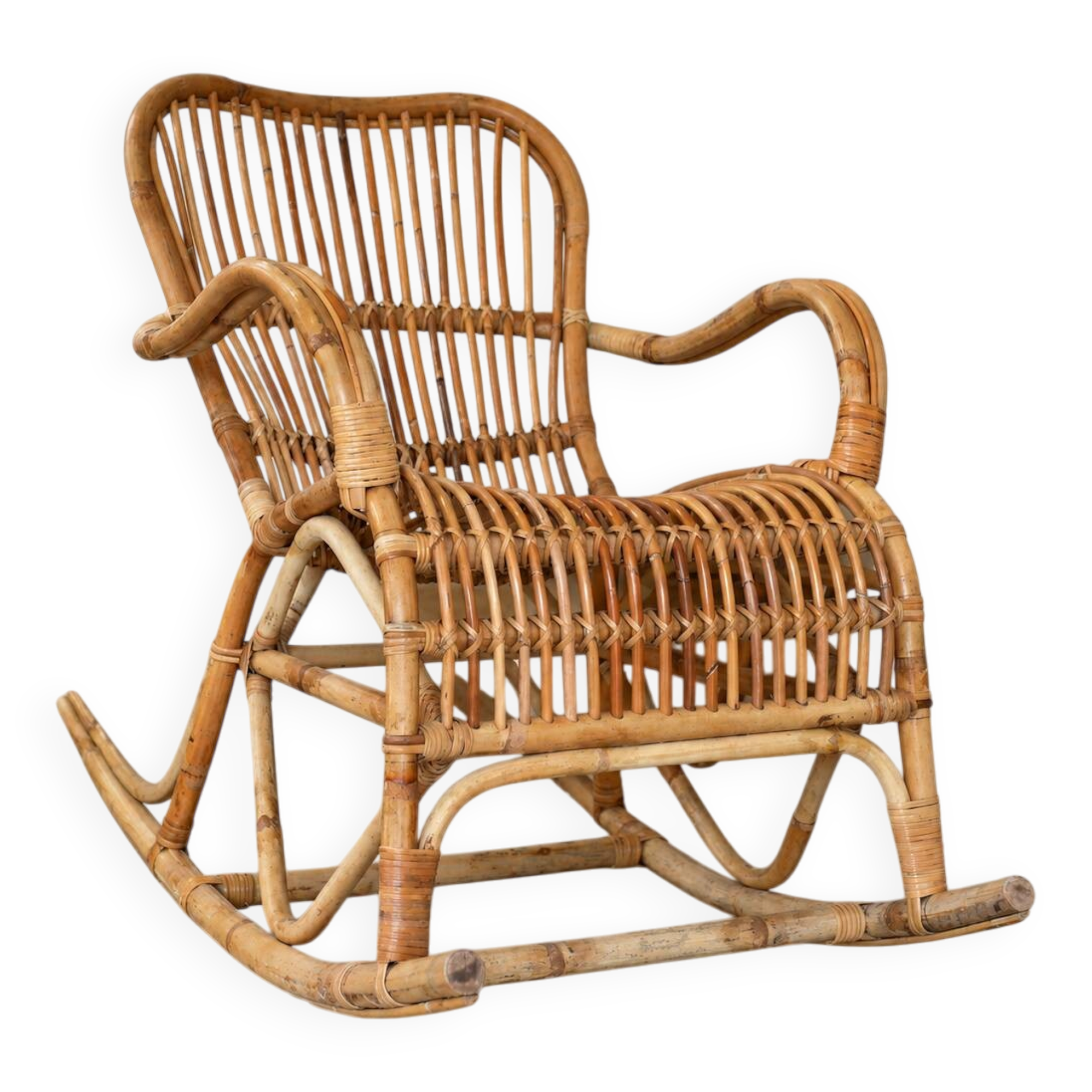 1970s rattan rocking chair