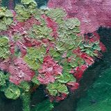 HST painting "Hydrangea Grove" signed E. Asselin mid-20th century