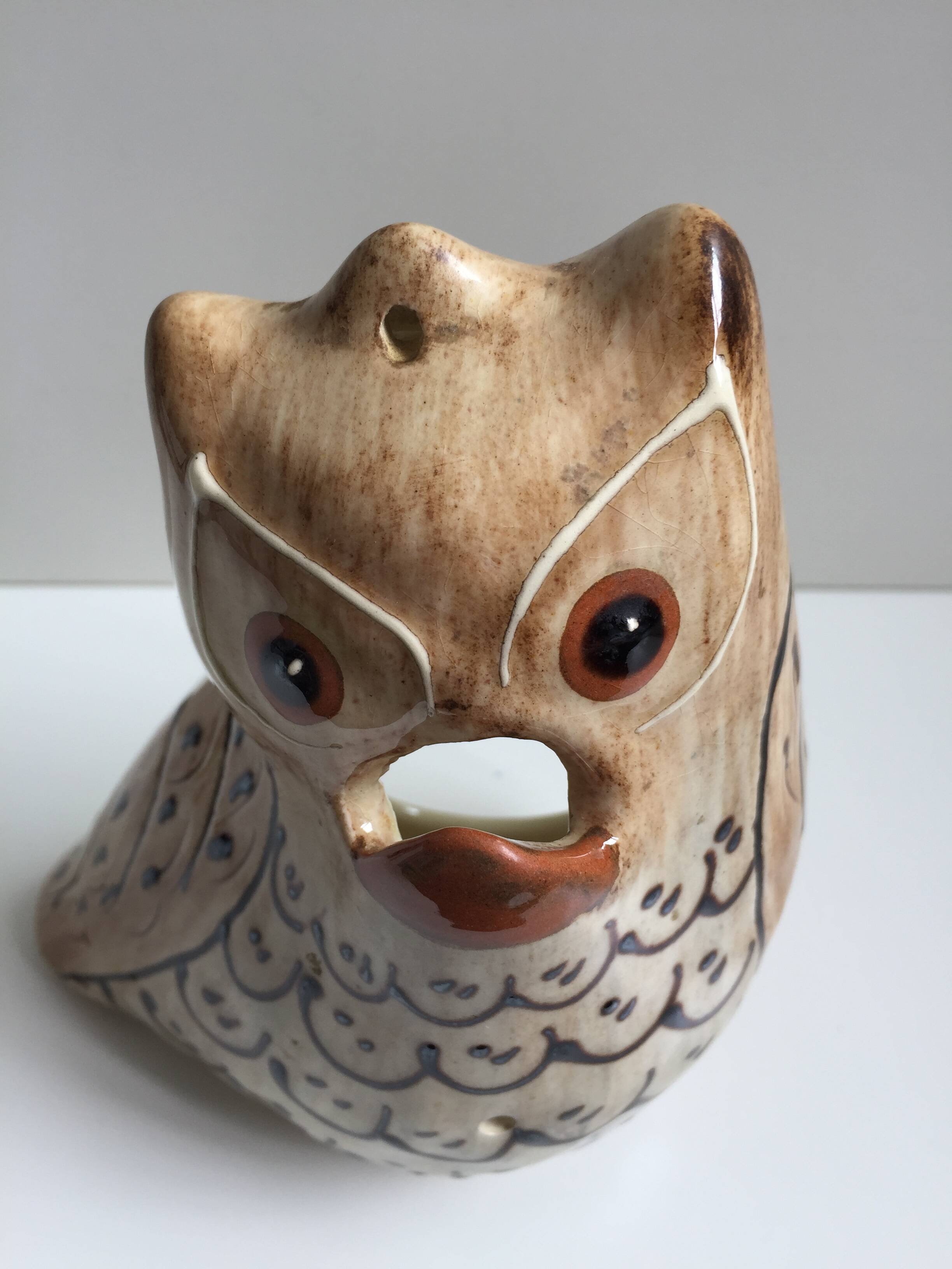 Ceramic Sculpture Figurine Signed MOSSER Gilbert Owl Hulotte Owl