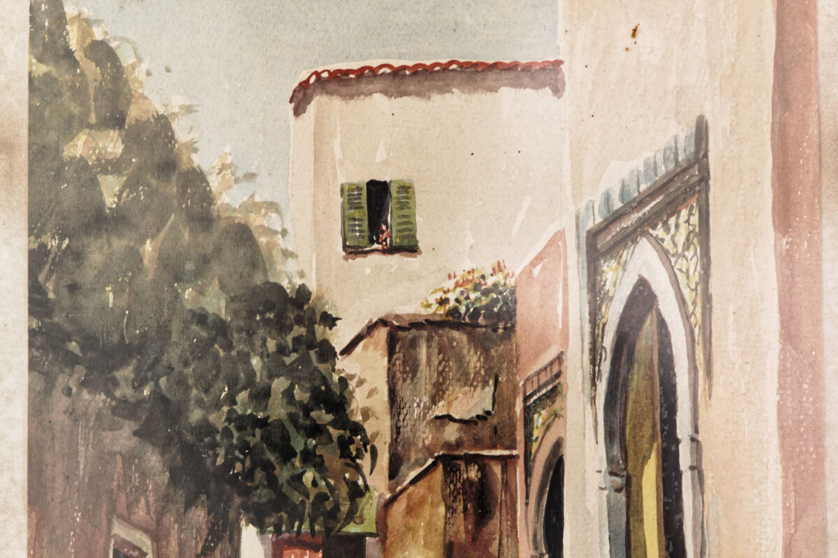 Orientalist watercolor signed, 1947