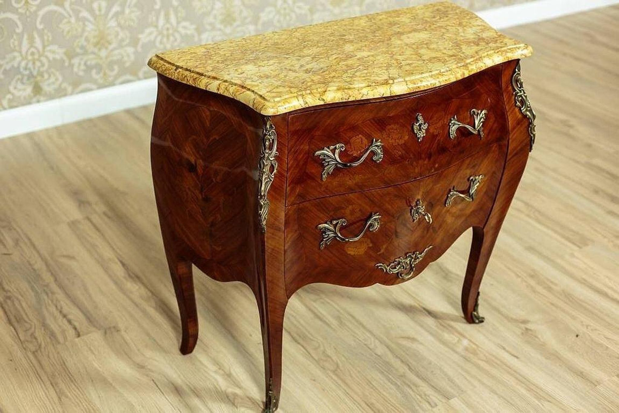Neo-Rococco Inlaid Dresser Veneered with Mahogany, 1930