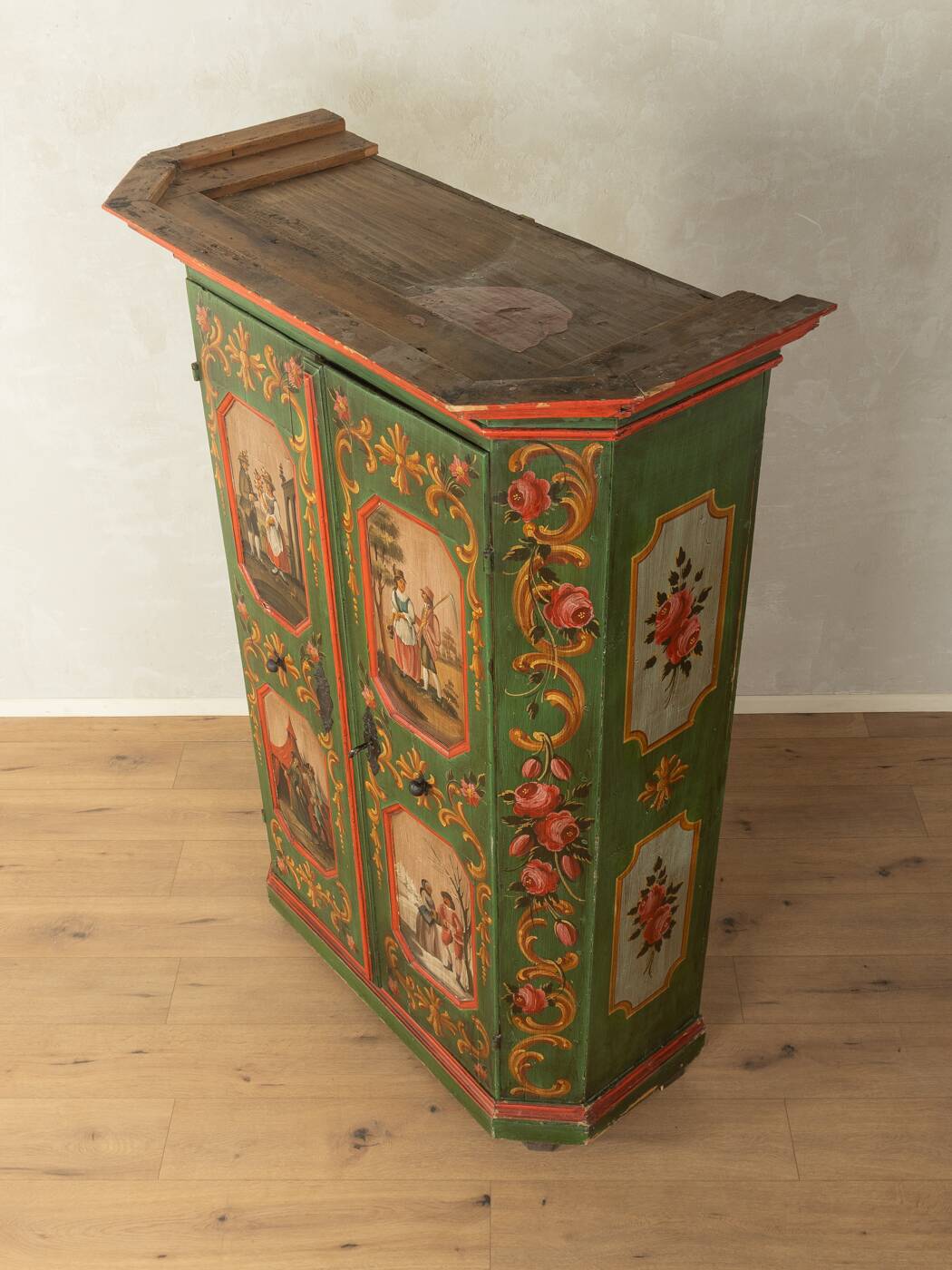 Antique Hand-Painted Folk Art Armoire