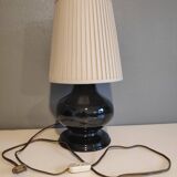 Black ceramic foot lamp and beige fabric lampshade