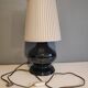 Lampe céramique noir et abat-jour tissu beige