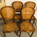 Set of 4 caned medallion chairs in Louis XVI style - Excellent condition - Oak