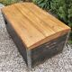 Antique wood trunk, large tool ches