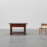 Oak hand-carved side table in wabi wabi style, Spain, 17th Century