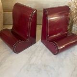 Pair of Italian leather bookends from the 60s