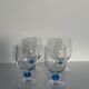 Set of 4 blue ball stemmed water glasses