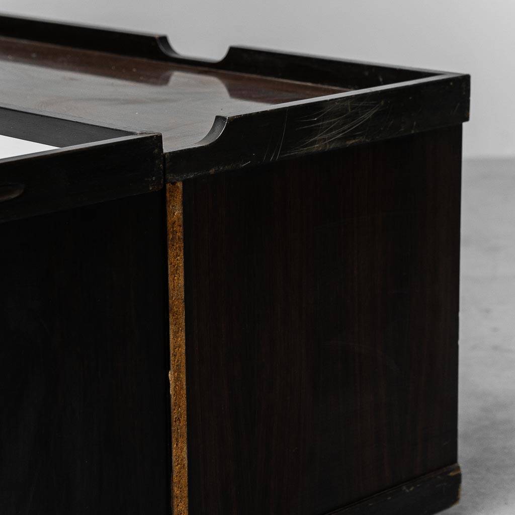 Tavolino da caffè multifunzione con ruote legno metallo anni ’70 vintage