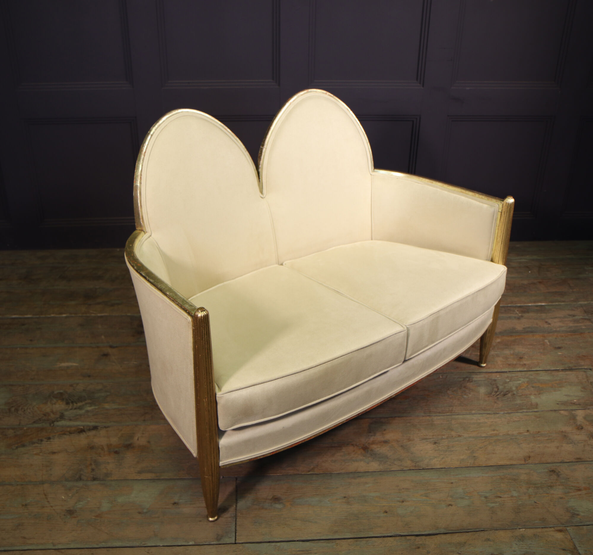 French Art Deco Sofa in Parcel Gilt wood