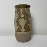 Vase en céramique gres signature a identifier décor abstrait vintage