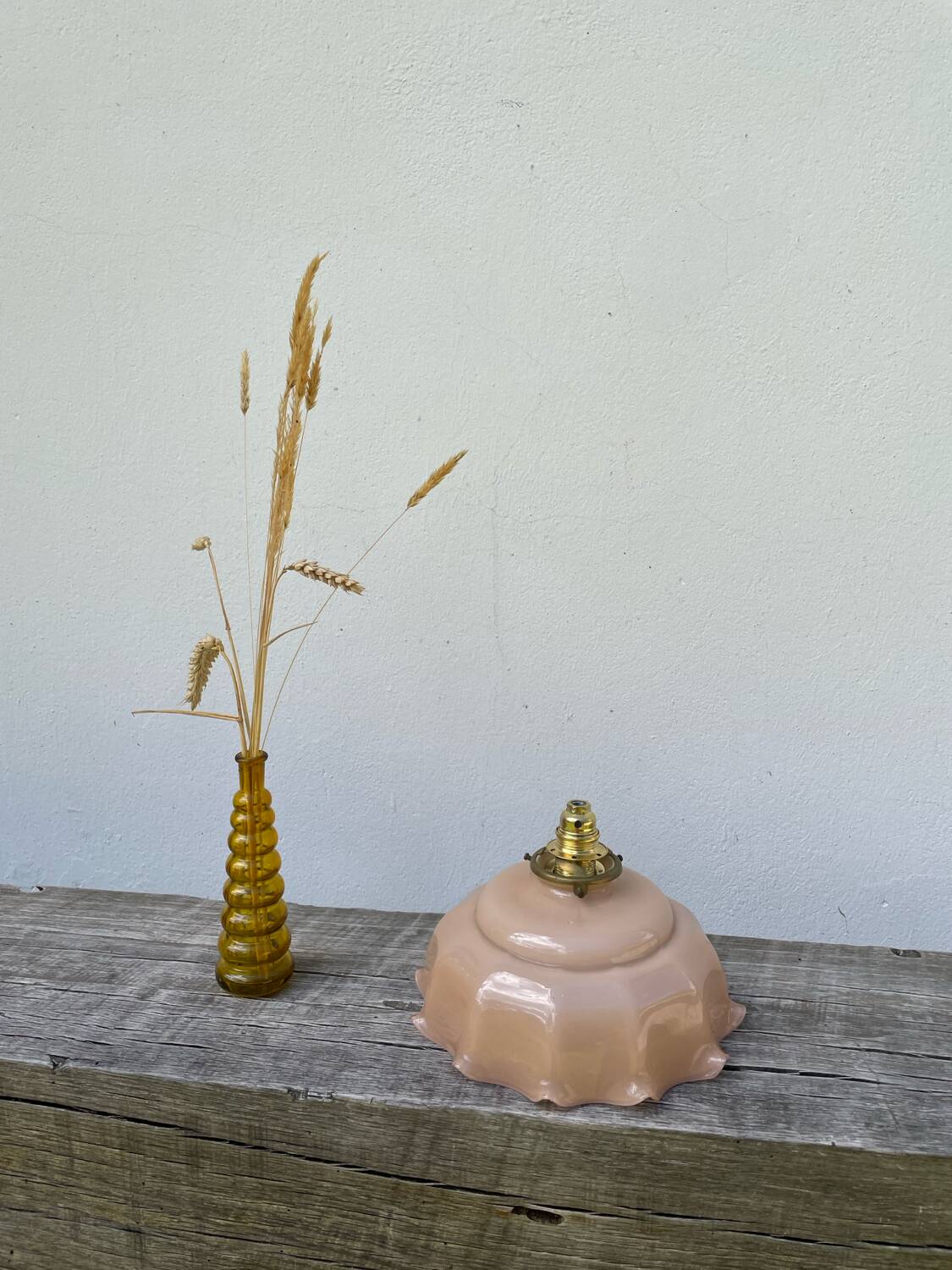Opaline powder pink glass pendant light