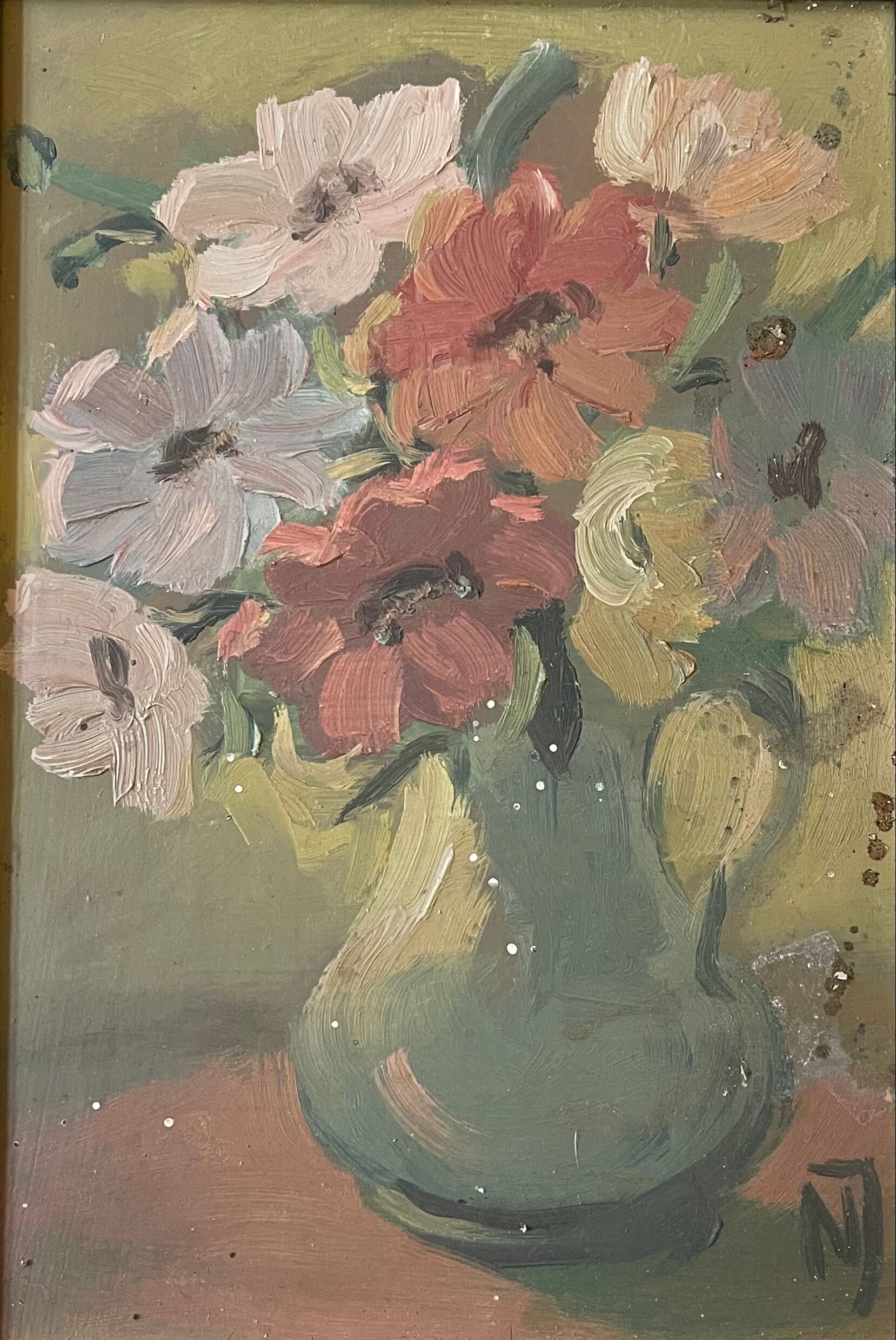 Painting old still life with flowers Still Life XXth