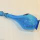 Vintage blue glass bottle Carafe with stopper Made in Belgium