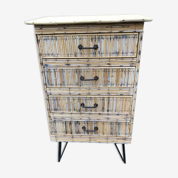 Chest of drawers year 1960 rattan