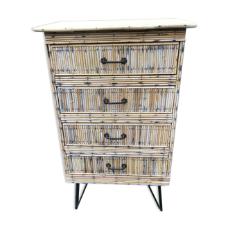 Chest of drawers year 1960 rattan