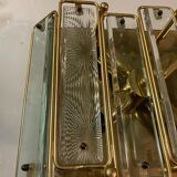 Plafonnier encastré en verre laiton années 1970