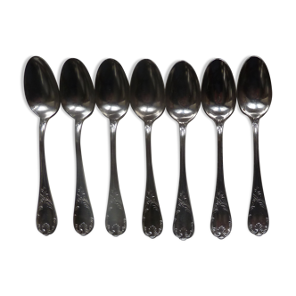 Lot 12 small silver metal spoons Christofle marly model floral decoration