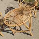 rattan garden set 2 armchairs and side table