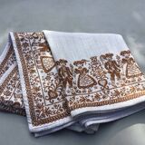 Beige and brown Austrian square tablecloth