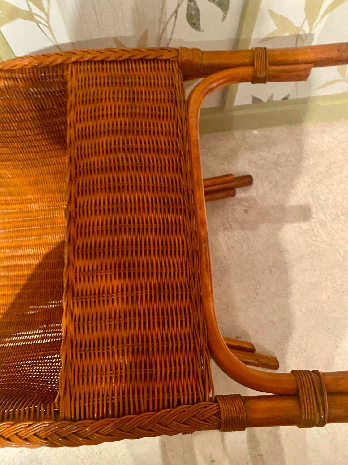 Vintage "Tonneau" Wicker Armchair - 1970s