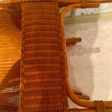Vintage "Tonneau" Wicker Armchair - 1970s