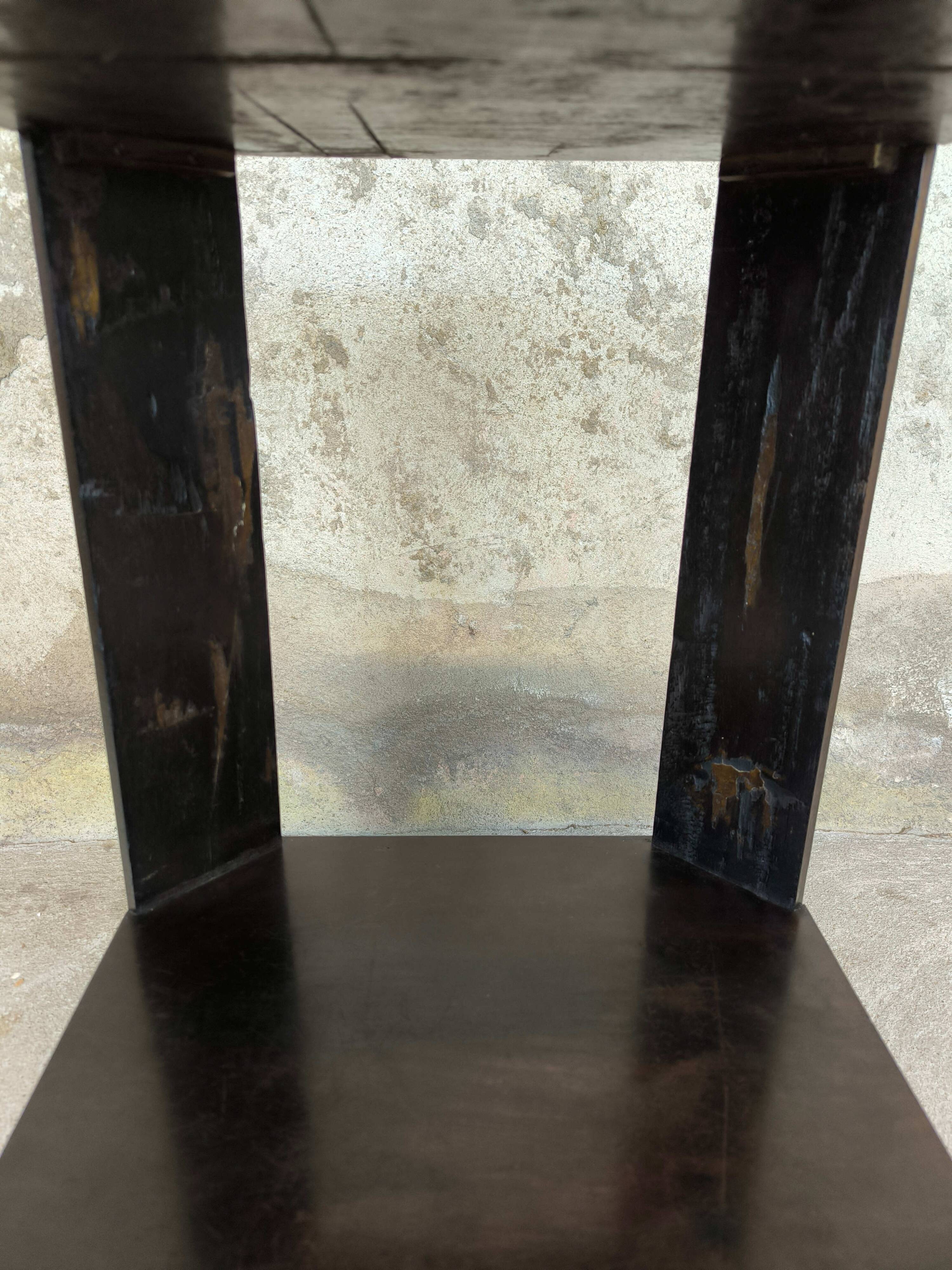 Vintage wooden pedestal table in art deco style