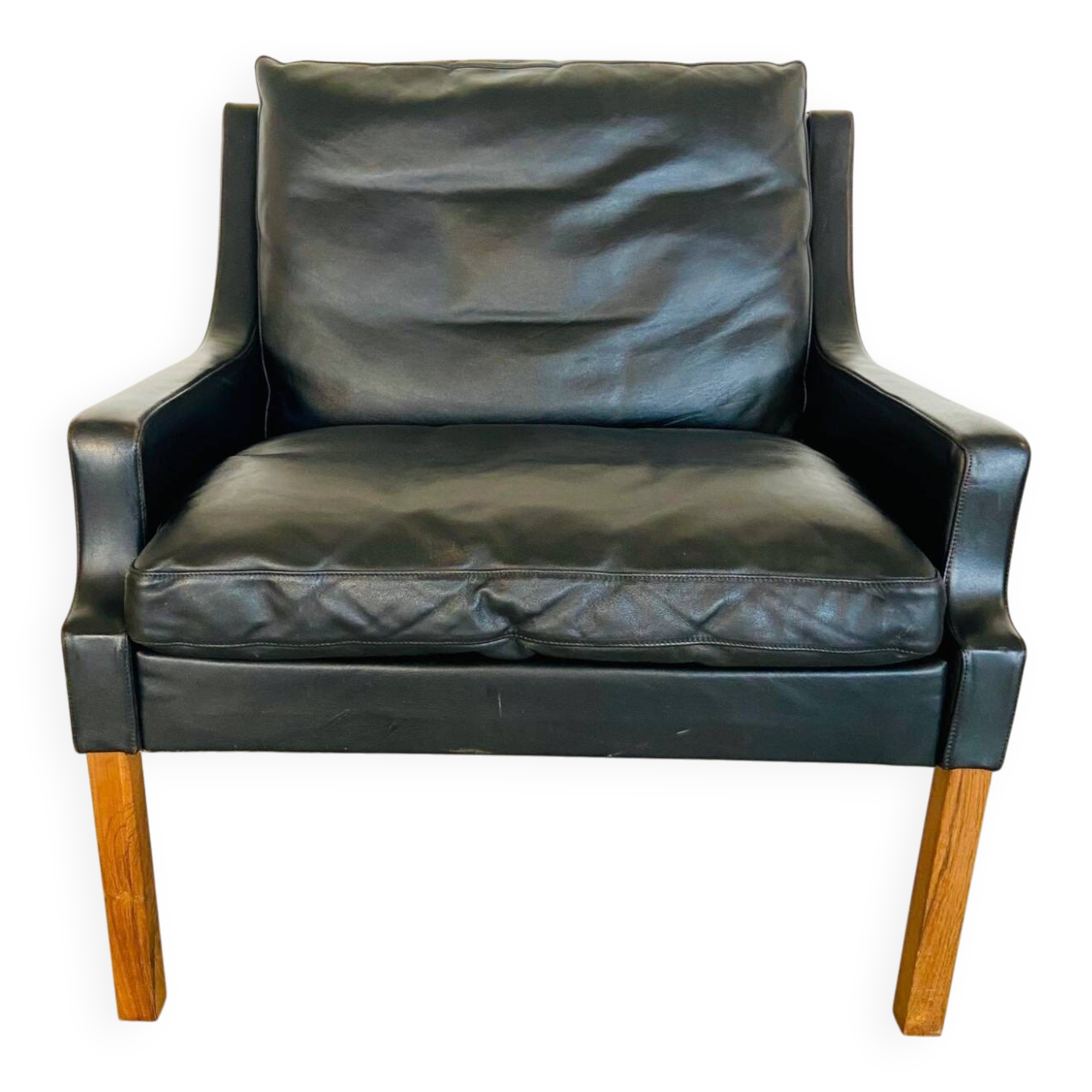 Vintage retro Danish mid-century G. Thams lounge chair in black leather