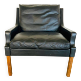 Vintage retro Danish mid-century G. Thams lounge chair in black leather