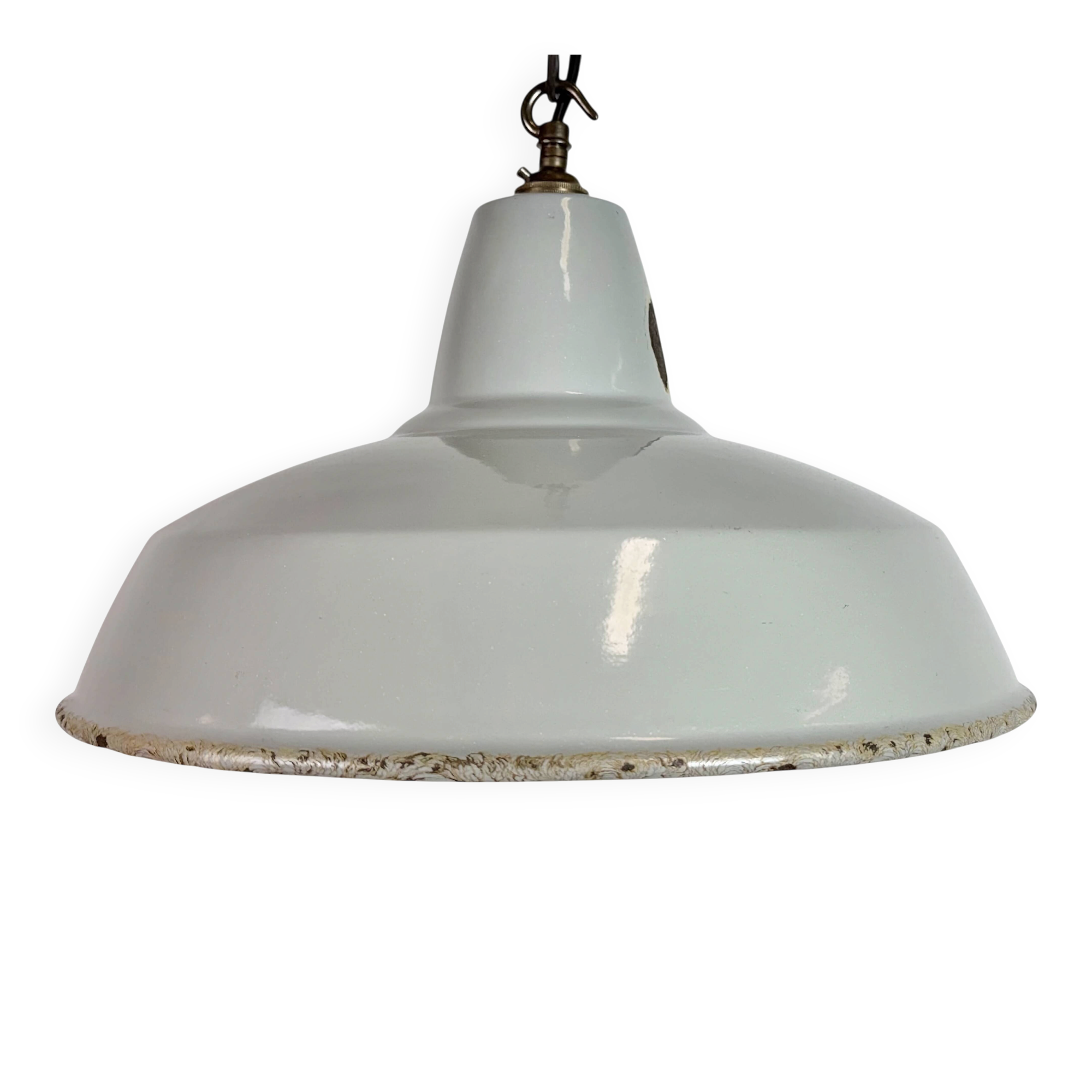Industrial Grey Enamel Factory Pendant Lamp from Thorlux, 1960s