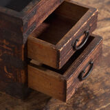 Japanese ko-dansu with hinged lid and paulownia wood drawers, Meiji–Taishō period, circa 1868–1926.