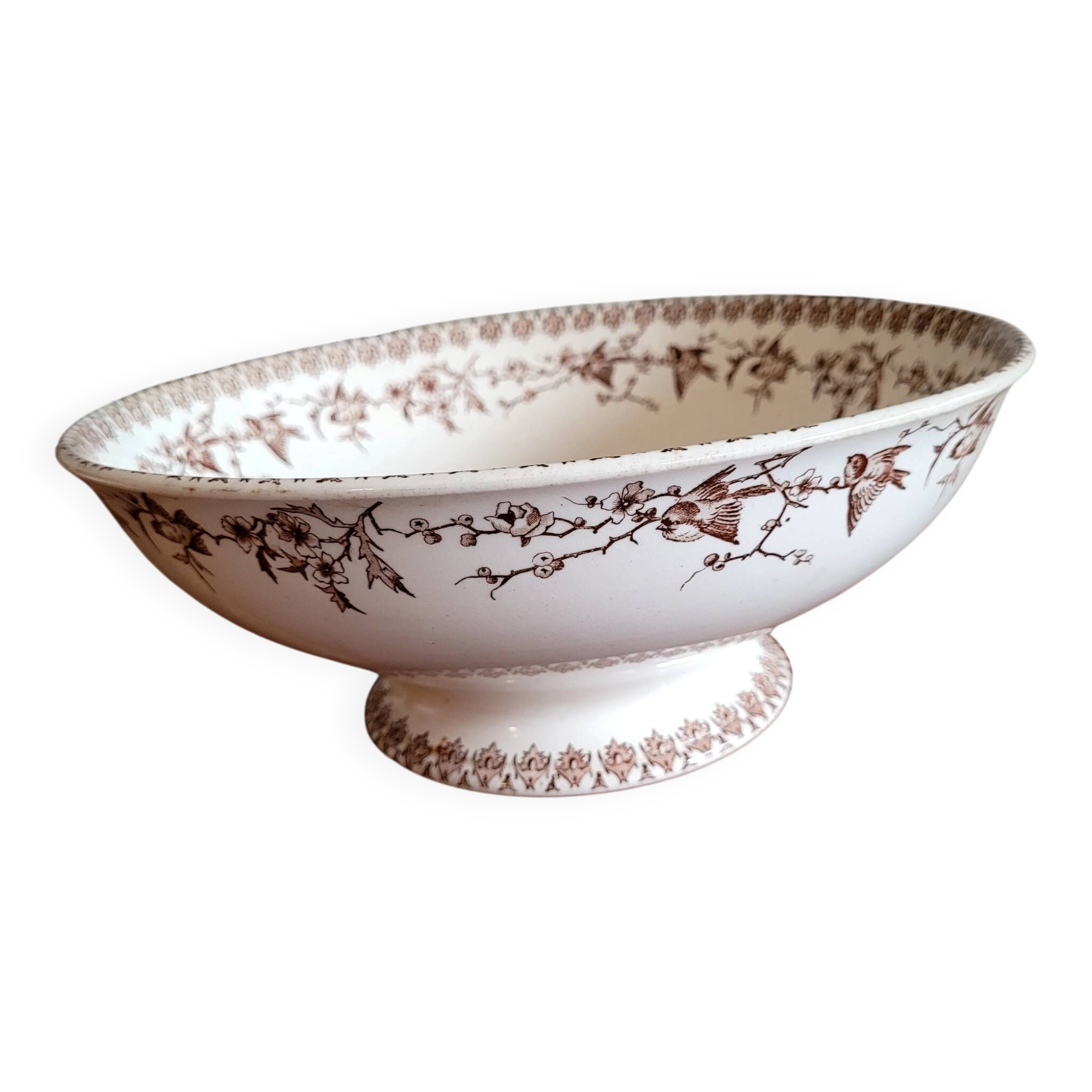 Terr de ferHB and C.Choisy Modele oiseaux sur branche.Saladier 28, 5cm