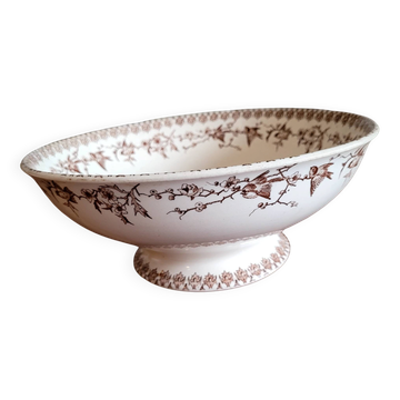 Terr de ferHB and C.Choisy Modele oiseaux sur branche.Saladier 28, 5cm
