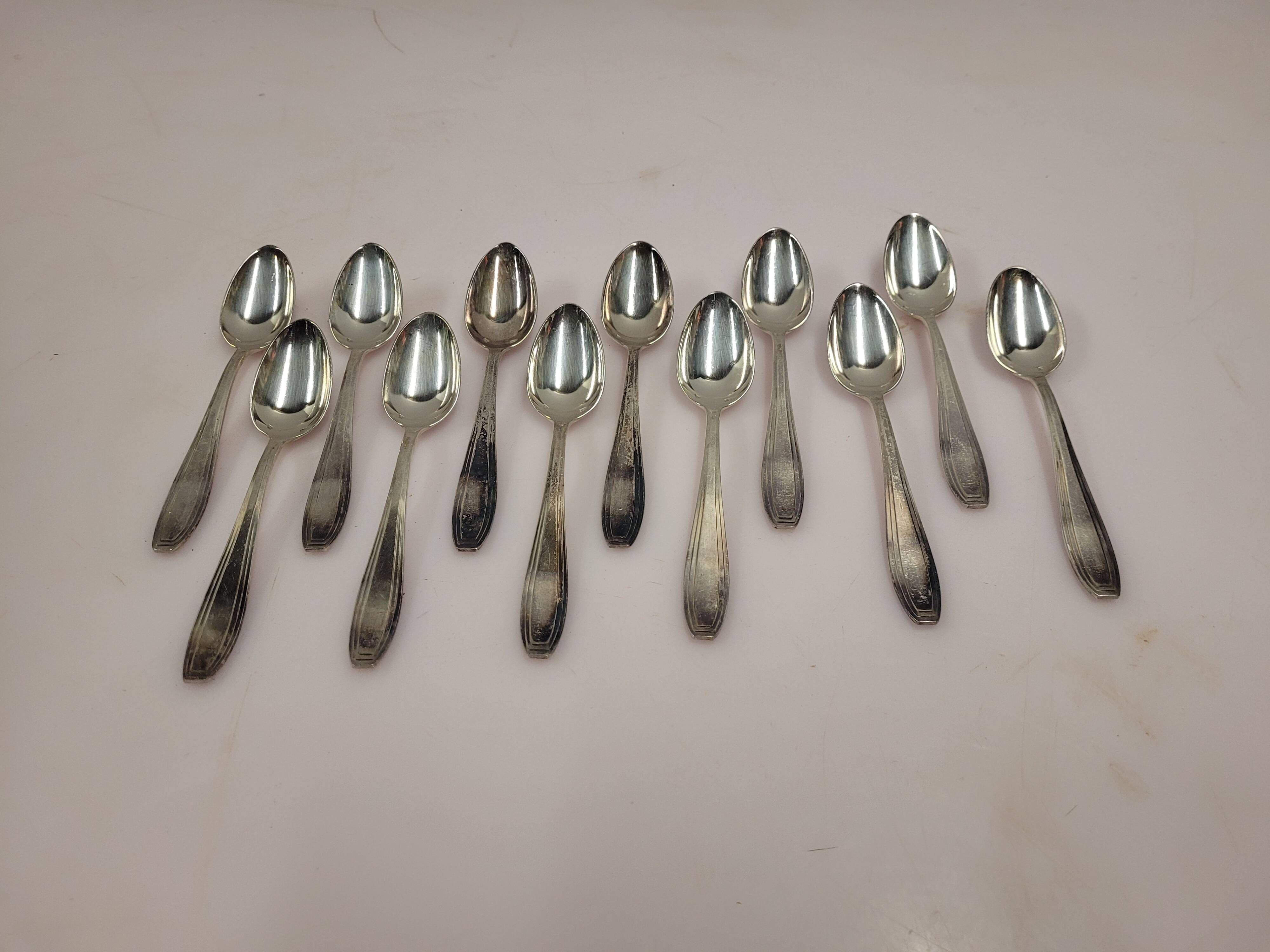 12 small silver-plated spoons