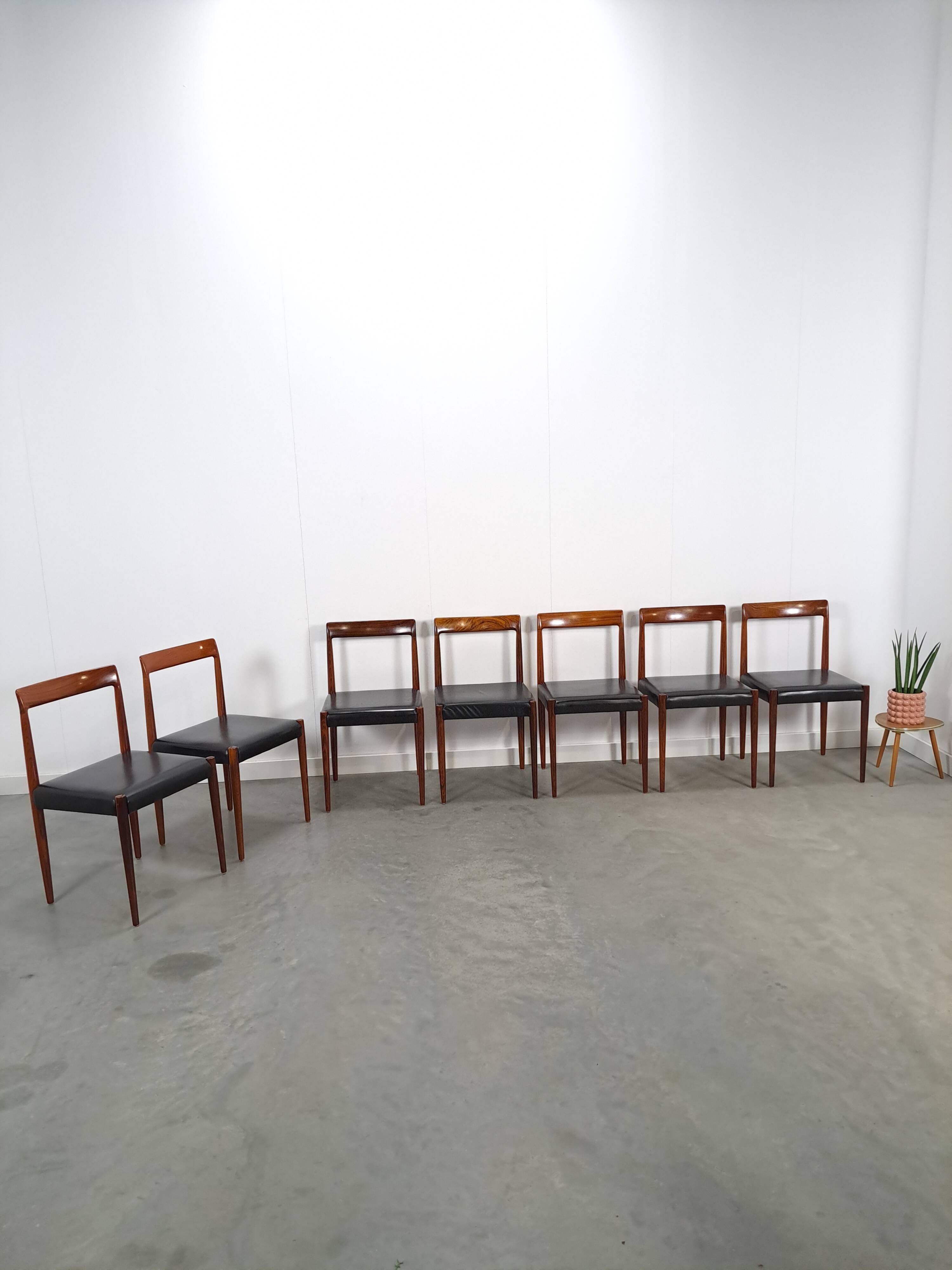Ensemble design de chaises Lubke en bois de rose 7x