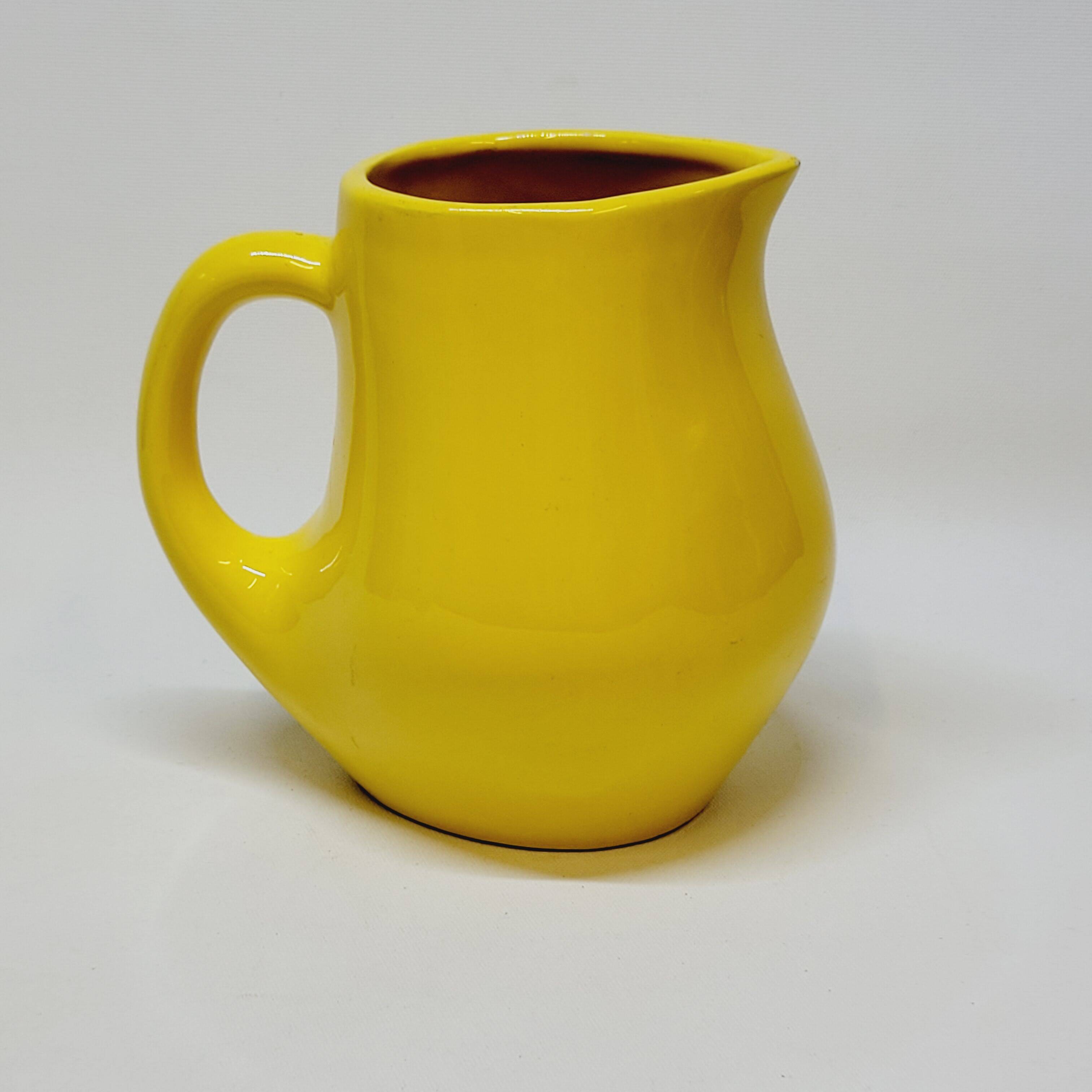 Vintage Bresse PL Poet Laval Yellow Ceramic Pitcher