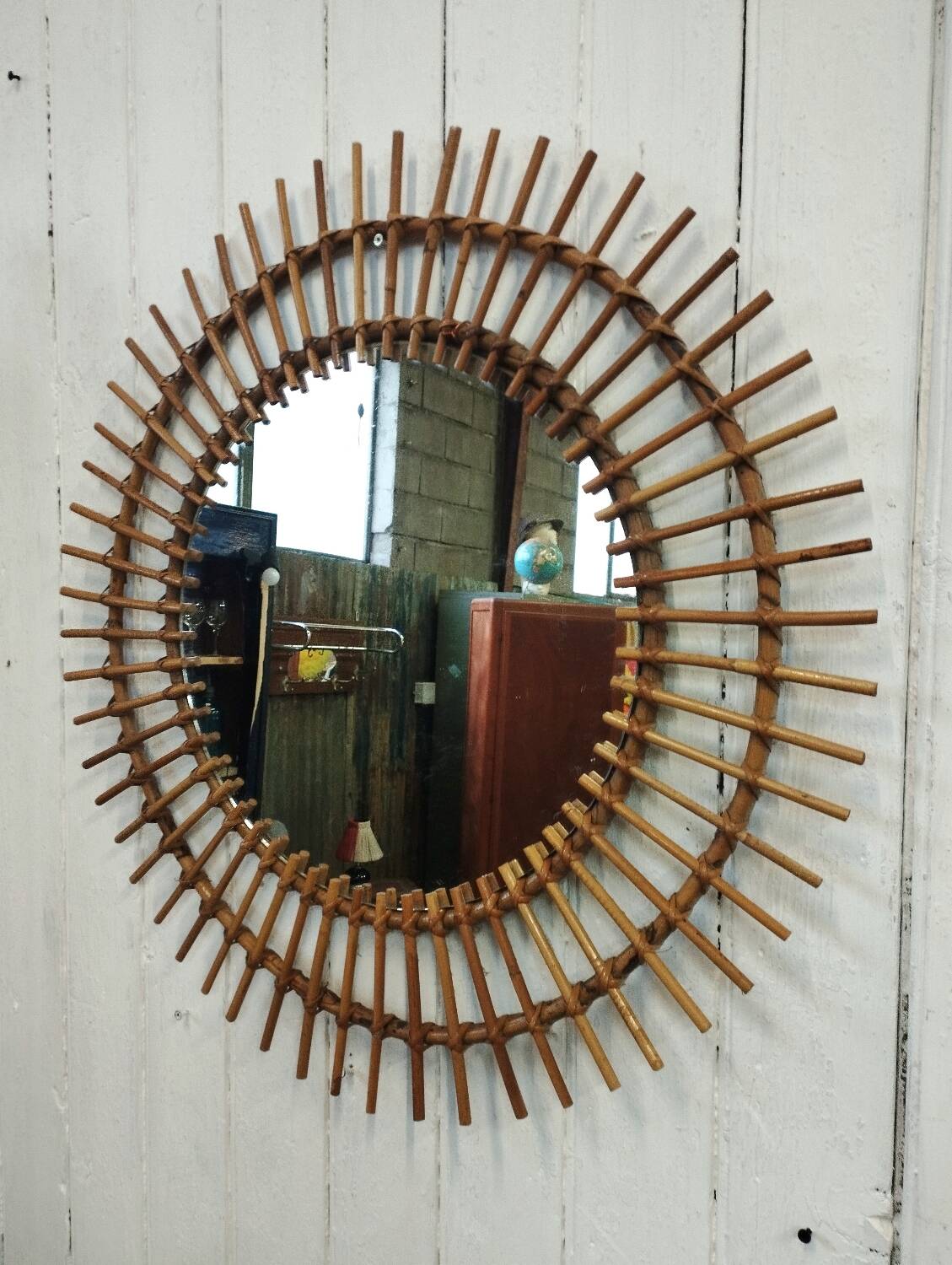 Vintage rattan sun mirror xl