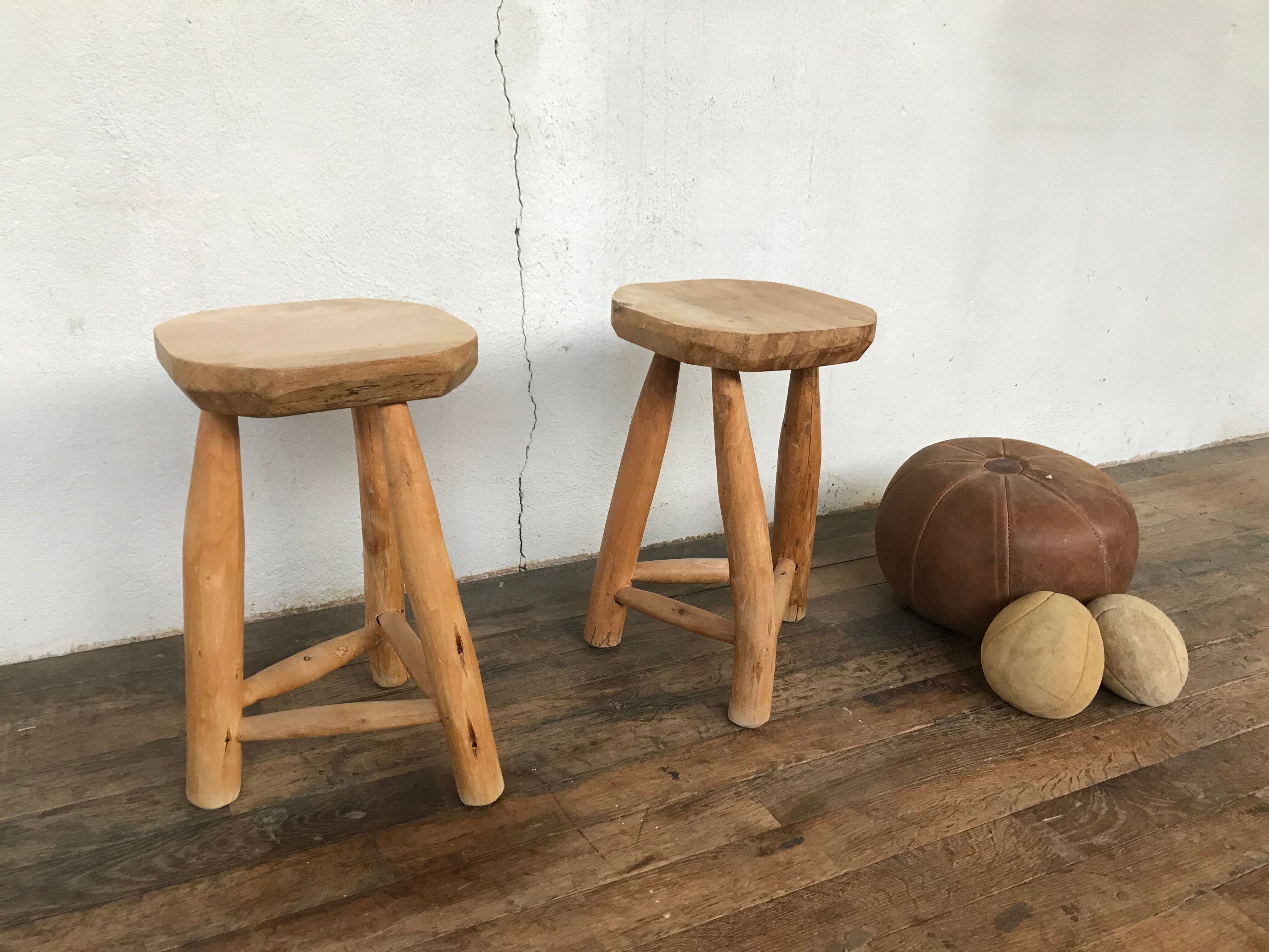 Pair of harness stools from the 1950s 1960s rustic vintage design
