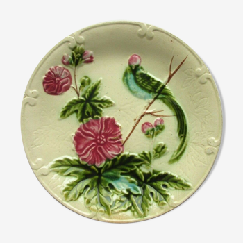 Salins art deco white dabbling plate pink parakeet and lavaters