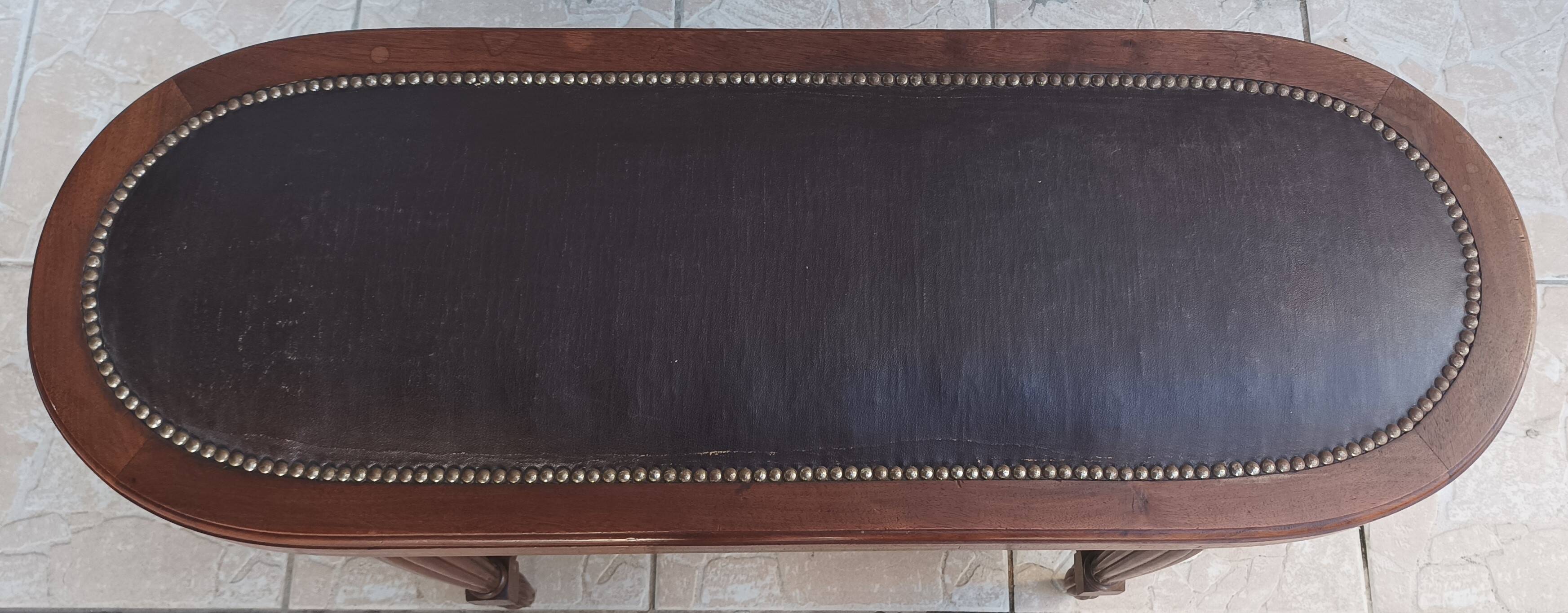 Art Deco stool bench in inlaid walnut