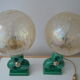 Pair of vintage lamps in bordeaux art ceramic